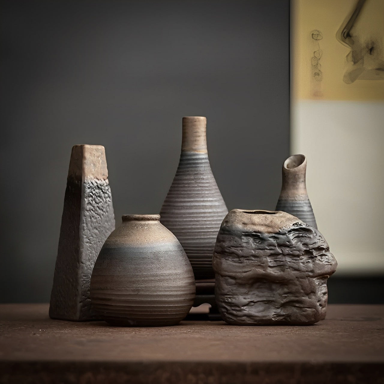 Shi Yue Textured Earthy Vase Family